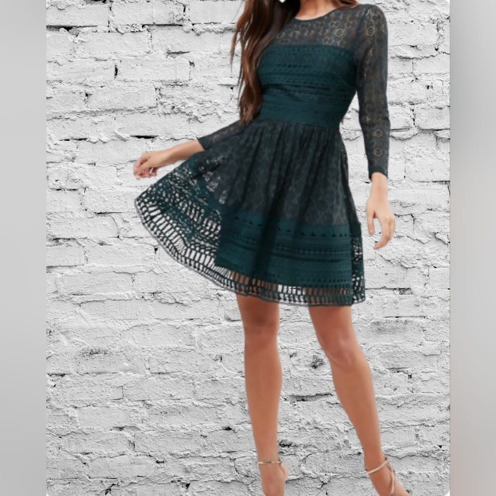 ASOS Crochet Lace 3/4 Sleeve  Dress